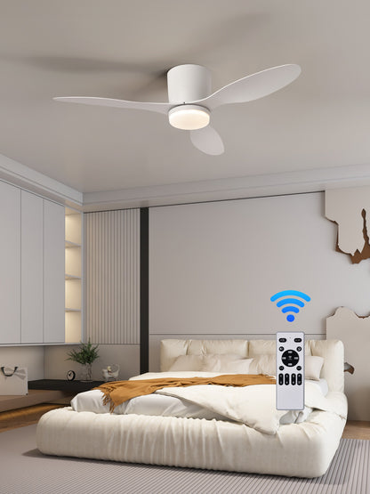 Ceiling Fan With Light,42 Inch Low Profile Ceiling Fan with remote control, For Indoor and Covered Outdoor
