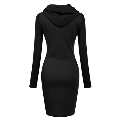 Daily Women's Dresses Simple Women's Dresses Hooded Athletic Casual Knee Dress Hoodie Pockets Slim Fit Hot Fashion
