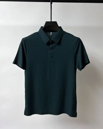 Men's Ice Silk Polo Shirt, Lapel, Hollow, Short-Sleeved, Breathable, Business Fashion T-Shirt, Men's Brand Clothing, Summer, New