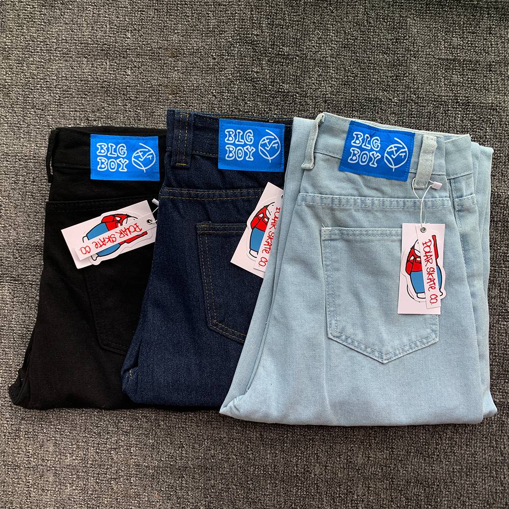 Y2K Embroidery Baggy Boy Jeans Women Streetwear Gothic Cartoon Blue Straight Jeans Retro Punk Rock High Waist Denim Trousers