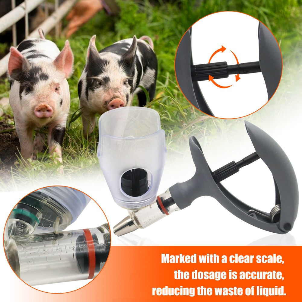 Seringa Contínua Veterinária Automática de 2ml /5ml Injeção Animal Vacina Ajustável para gado Suínos Bovinos Ovinos