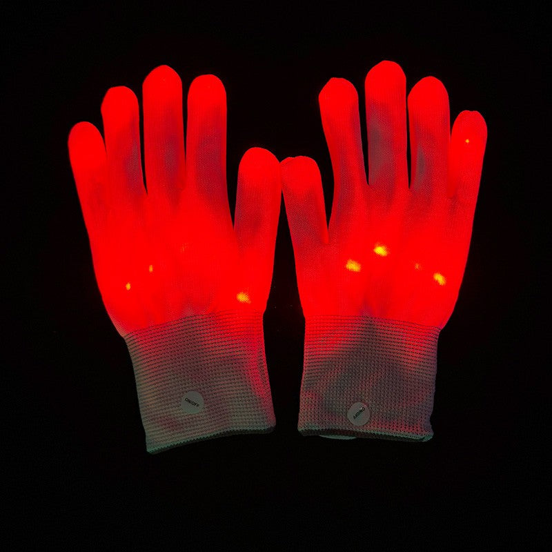 1Pair LED Gloves Neon Glowing Halloween Party Light Props Luminous Flashing Skull Gloves Stage Costume Glow Party Supplies