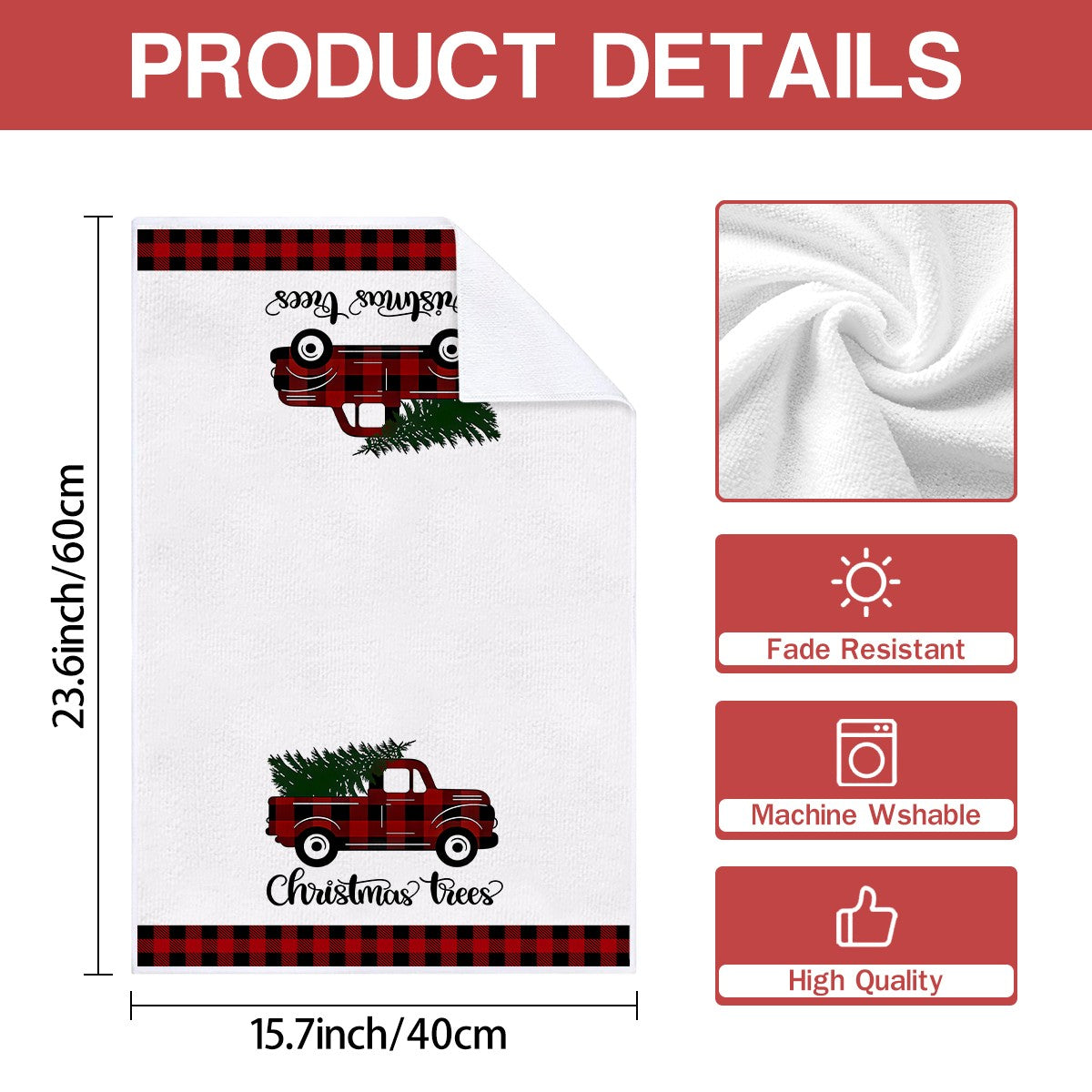 4/6pcs Christmas Kitchen Towel Set, Buffalo Checkered Dishcloths, Soft and Comfortable Winter Truck Farmhouse Tea Towels Joe,