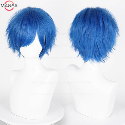Anime 30cm Curta Reta Peruca Cosplay Preto Branco Verde Marrom Roxo Azul Cinza Vermelho Dourado Homens Mulheres Cabelo Sintético Resistente ao Calor