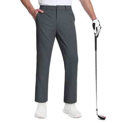 TACVASEN Golf Pants Men Stretch Lightweight Quick Dry Work Pants Waterproof Flat Front Dress Pants with 5 Pockets 30"/32"/34";;VERDADEIRO;;"Dark Grey,40W-32L