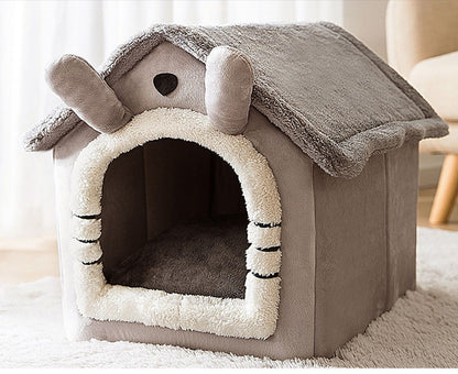 Casinha de Cachorro Grande Interna Macia Confortável, Cama para Filhotes Removível, Toca para Cães Pequenos, Tapete Quente de Inverno para Dormir, Portátil