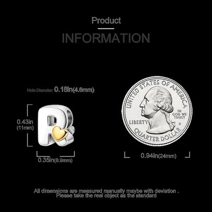 Fit Original Bangle Bracelet DIY A-Z Alphabet Charms Bead 925 Sterling Silver CZ Zircon LOVE Letter Dangle Pendant Jewelry Gift