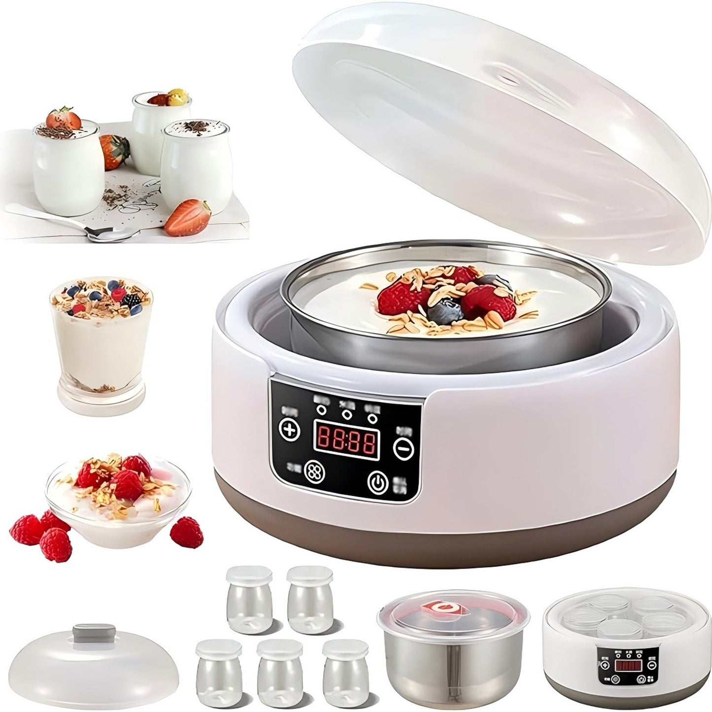 Máquina de Iogurte Automática com Temperatura Constante para Uso Doméstico, Máquina de Natto, Baixo Ruído, Multifuncional, para Cozinha, 1.2L