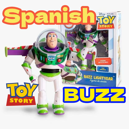 25CM Disney Pixar Toy Story 4 Boneco de Ação Interativo Buzz Lightyear Espanhol Falante Woody Jessie Brinquedos de Presente de Natal