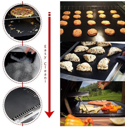 Non stick BBQ Grill Mat 40*33cm Party Mat Black Barbecue Plate Cooking Grilling Sheet Heat Resistance Easily Clean Kitchen Tools
