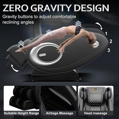 Massage Chair Full Body, Zero Gravity Massage Chair with 8 Fix Rollers, Foot Massage, Heating, Auto Modes, Full Body Airbag, Tou