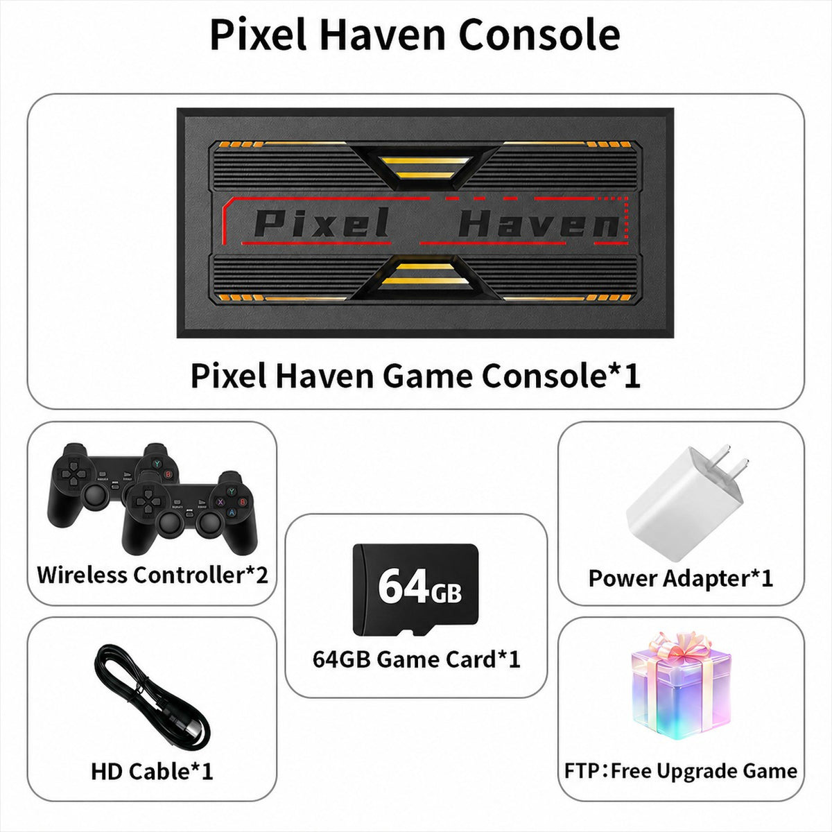 4K HD Retro Game Box Pixel Haven Video Game Console Plug&Play for TV 35500+Games for DC/PS1/PSP/SS/MAME/NES/Sega with Controller