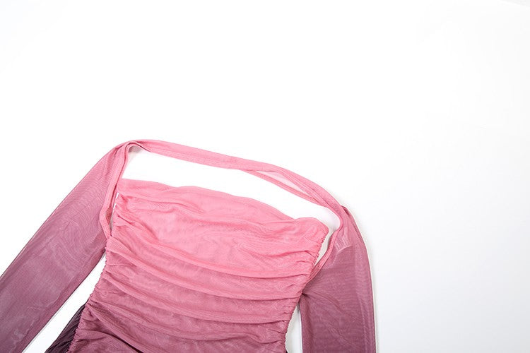 Nibber Summer Vacation Sexy See Through Dress+Shawl Women Ruched Side Ribbon Coquette Skinny Midnight Clubwear Party Bodycon