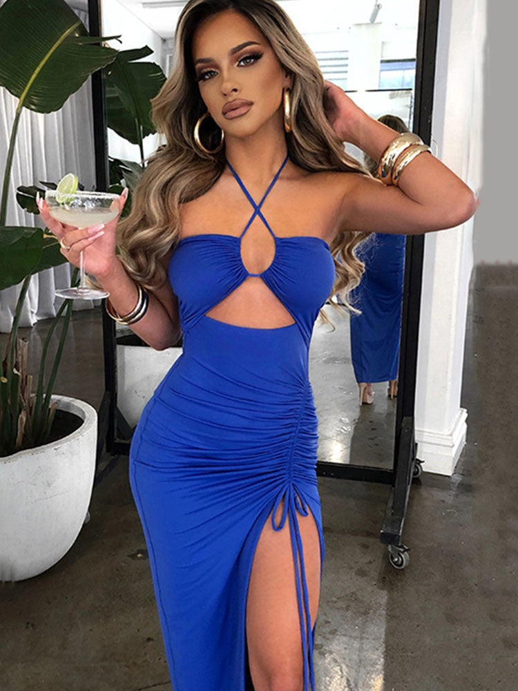 Sleeveless Sexy Female Midi Backless Dresses Slim Night Club Party Women's Dress