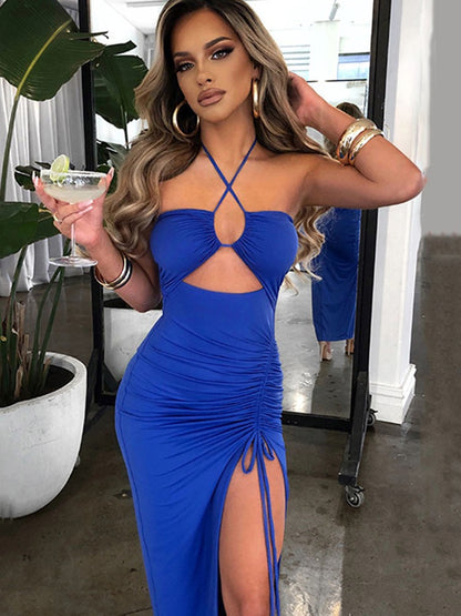 Sleeveless Sexy Female Midi Backless Dresses Slim Night Club Party Women's Dress