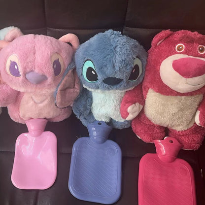 in stock Disney Stitch Angel Lotso Pooh Bear Dumbo Plush Hand Warm Bottle Hot Water Bottles Portable Warm Hand Bag Girl Gift