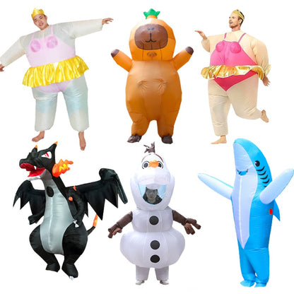 Cute and Unique Standing Shark Shaped Inflatable Suit Funny Ballet Inflatable Suit Suitable for Halloween Christmas Play Props