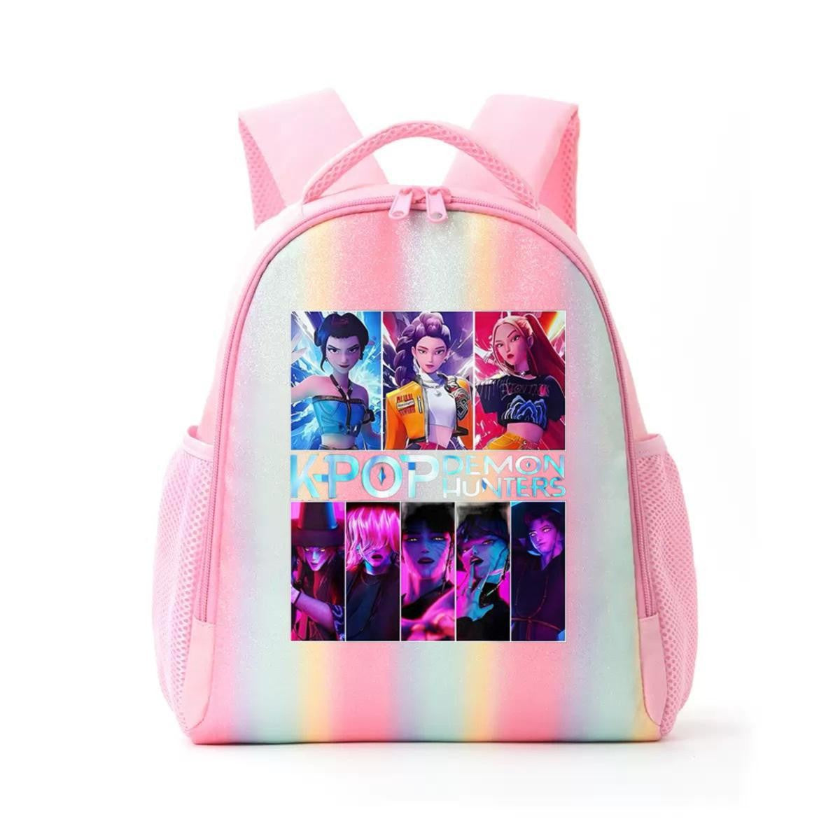 Mochila de Caçadores de Demônios KPop Estampa de Desenho Animado Anime Bolsas de Ombro para Estudantes Organizador de Papelaria Grande Capacidade Presentes de Volta às Aulas