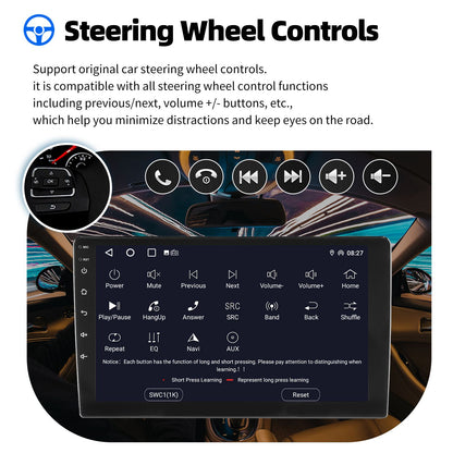 ESSGOO Rádio Estéreo Automotivo 9 polegadas 2 DIN Sem Fio CarPlay Android Auto Bluetooth 64G GPS Navegação RDS WiFi USB FM DAB+CÂMERA