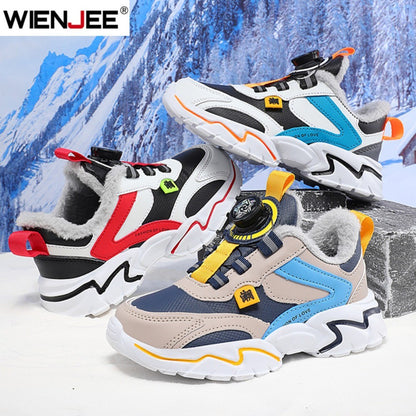 Winter Kids' Cotton Shoes For Boys Warm Plush Anti-slip Children Running Sneakers Outdoor Comfortable Casual Walking Shoes