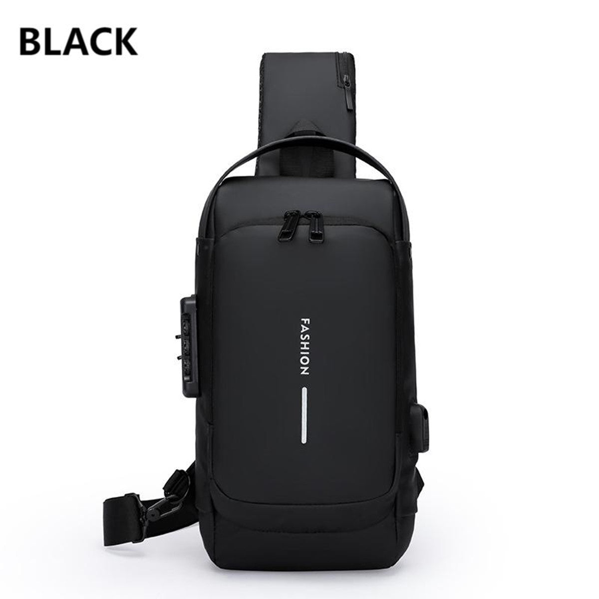 Men's Anti-theft Password Lock Chest Bag Multifunctional Waterproof Adjustable Shoulder Strap USB Charging Casual Crossbody Bag