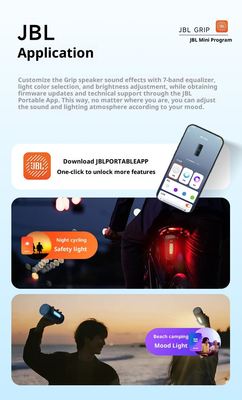 JBL GRIP Neon Can Caixa de Som Bluetooth Sem Fio Portátil Impermeável para Exterior Casa Mesa Ciclismo Caminhada Corrida Alto-Falante de Graves