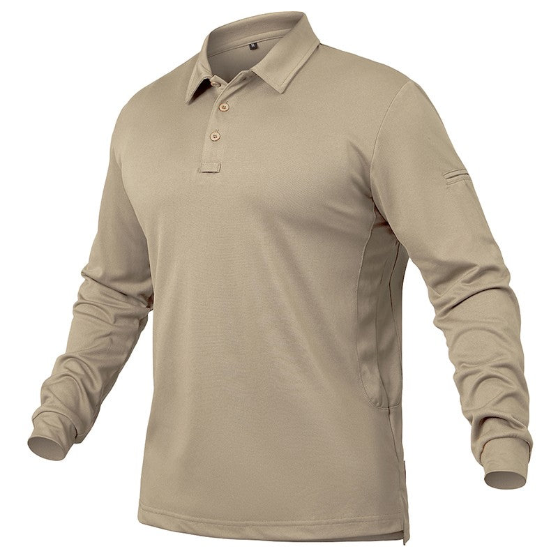 Men's Lightweight Long Sleeve Polo Shirt Performance Tactical Casual Outdoor Hiking Collared Shirts Pique Jersey Golf Shirt