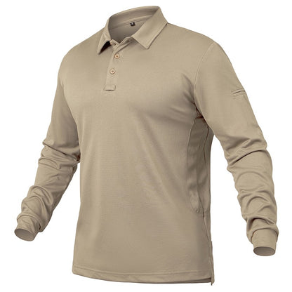 Men's Lightweight Long Sleeve Polo Shirt Performance Tactical Casual Outdoor Hiking Collared Shirts Pique Jersey Golf Shirt