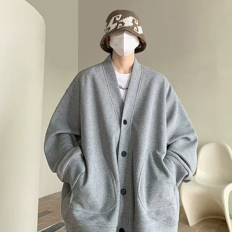 V-neck Knitted Jacket for Men 2025 New Autumn Jacket Trendy Brand Relaxed Style