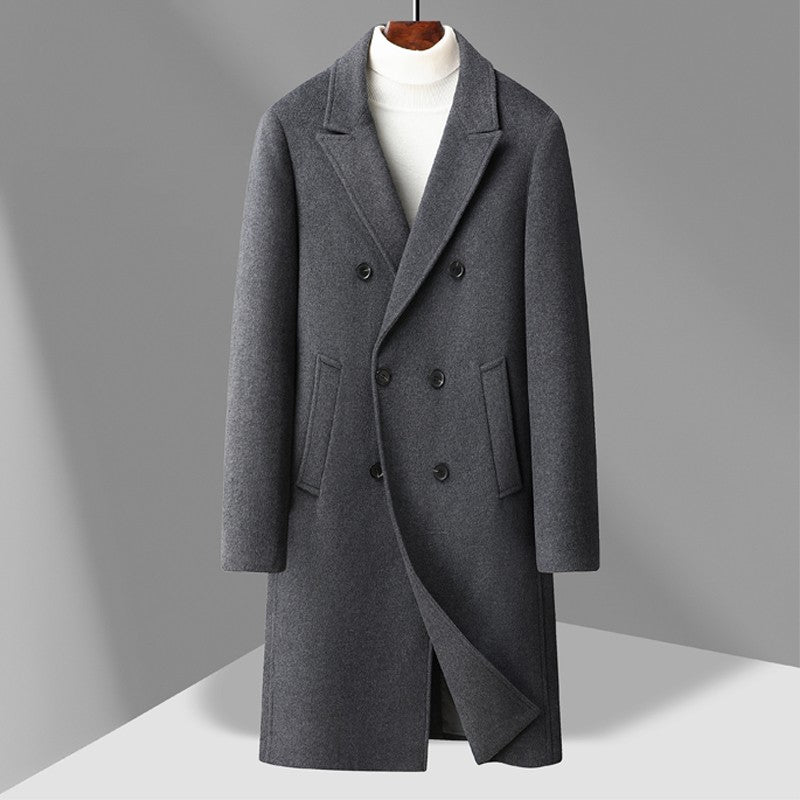 Winter Men's Woolen Coat Thicken Warm Trench Coat Men Wool Casual Double Fashion Breasted Long Overcoat Men
