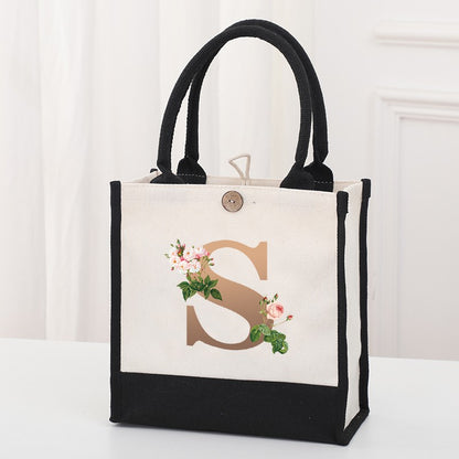 Fashionable new reusable shopping bag with initials for travel and large capacity storage bag