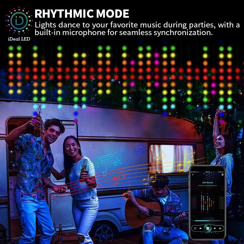 Bluetooth APP Controlled Smart RGBIC LED Curtain Fairy String Lights, DIY Programmable Lights for Bedroom, Wedding, Christmas & Holiday Party
