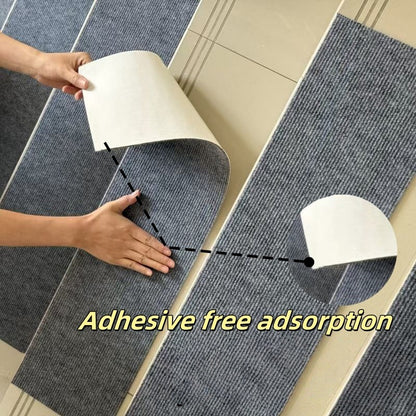 1pc 80cm/31.49inch Soft Suede Treads Anti-Slip Indoor Stair Runner Carpet Stair Rug Mat ,Electrostatic adsorption is healthier