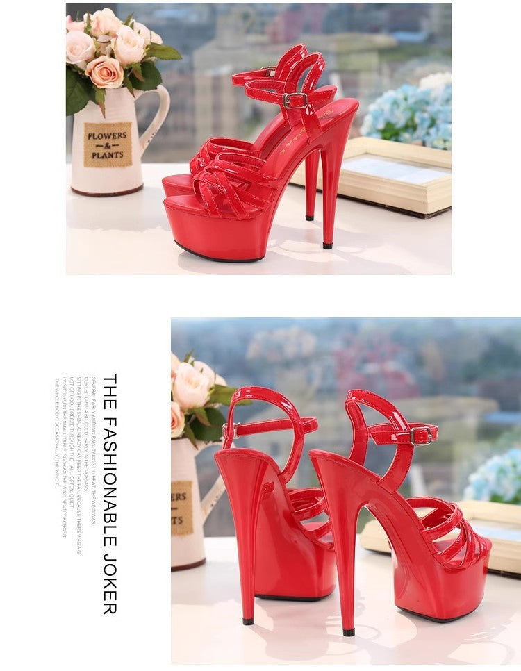 New 2024 Summer Fashion Sandals Sexy Open Toe 15CM High Heels Party Dress Wedding Nightclub Women Shoes Platform Stripper Heels