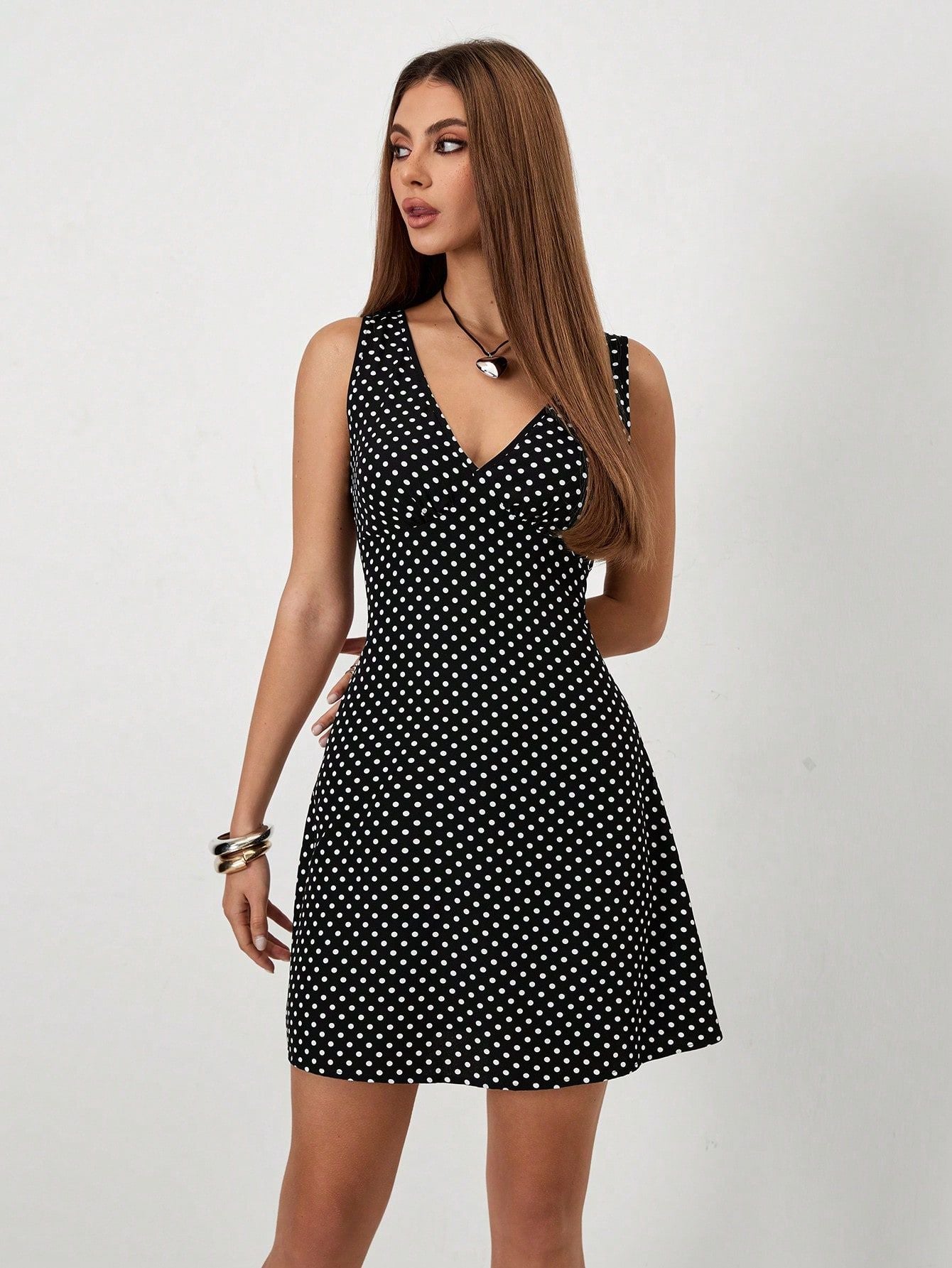 European and American style ultra short mini V-neck dress