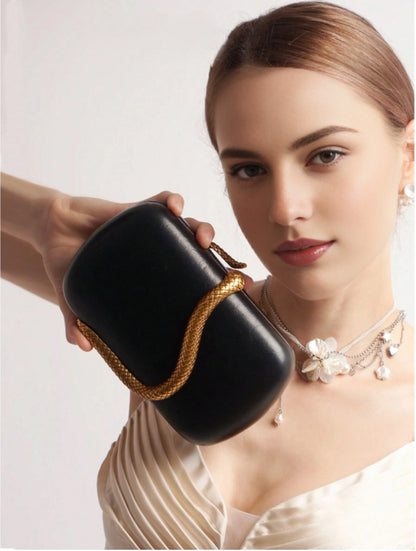 Metal Snake Matching Clutch Bag For Women Highclass Smooth Designer Evening Bags Purses Clutch Party Chain Shoulder Handbags