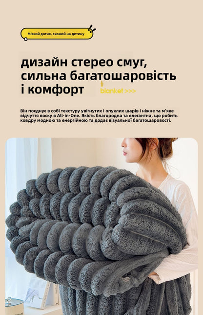 Thi Rabbit Fur Blanket Office Sofa Nap Blanket Premium Cover Blanket All Seasons  Color Polyester Fiber