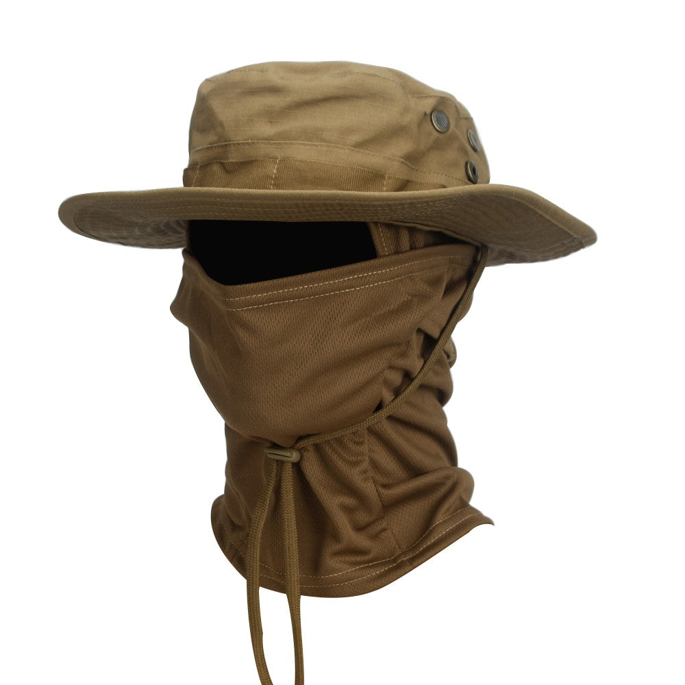Conjunto 2 Peças Balaclava Chapéu de Aba Larga Conjunto Misto Chapéu Boonie Masculino Proteção Solar Caminhada Acampamento Pesca Chapéu de Sol Pescador
