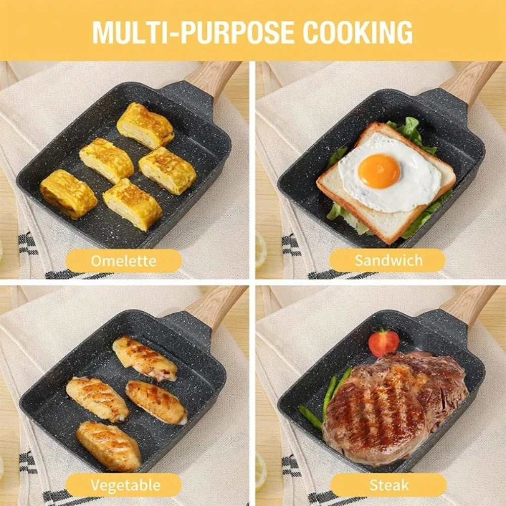 Japanese Omelette Pan Tamagoyaki Egg Pan Nonstick Egg Frying Pan Rectangle Steak Frying Pan with Detachable Scalding Handle