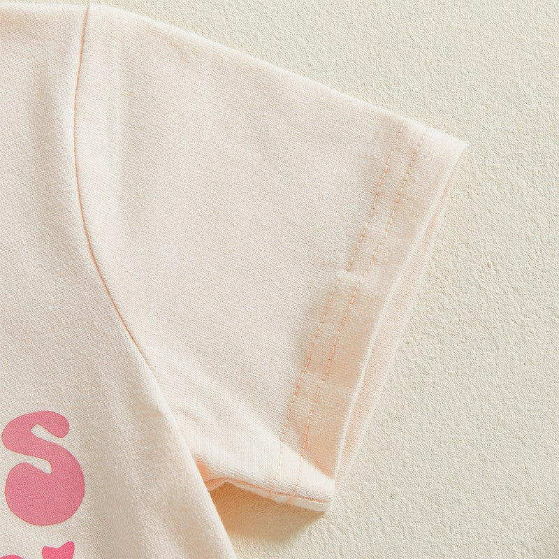 Adorable Infant Girl Casual Wear Set with Cute Printed Tee and Matching Solid Color Shorts for Summer Fun