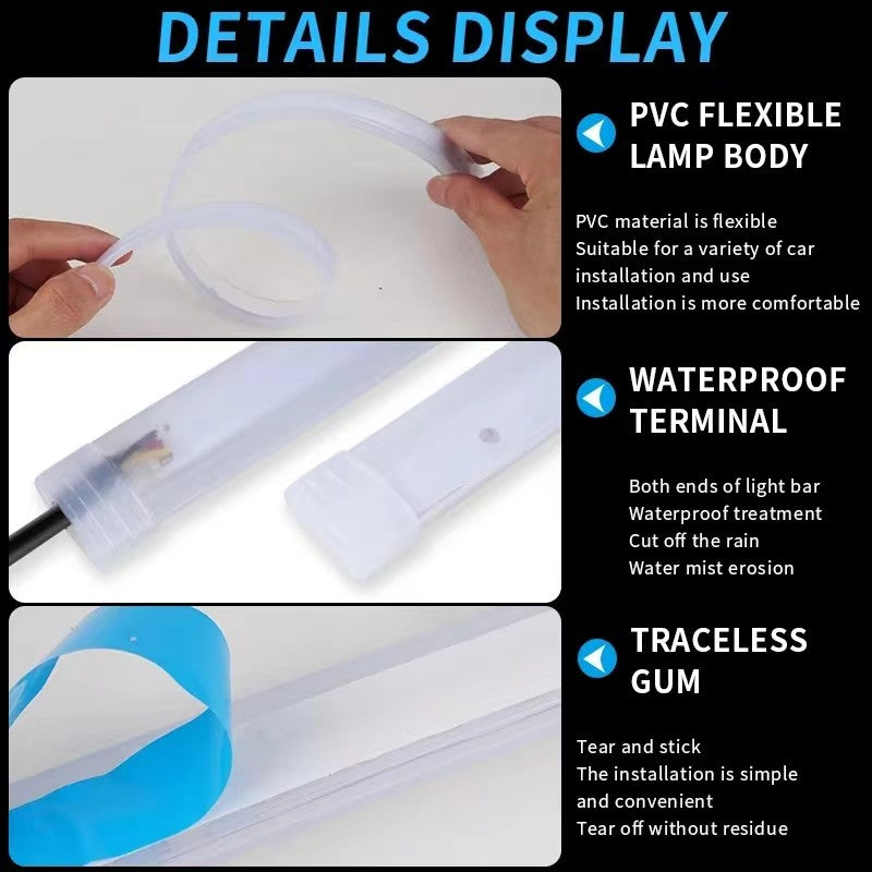 2 Peças Luzes de Seta para Moto LED Luz Diurna Luz Traseira DRL Faixa Decorativa À Prova d'Água Freio Luz Sequencial