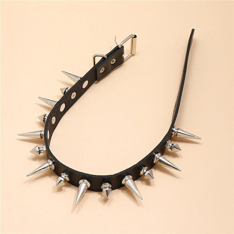 Gargantilha Punk Longa com Spikes, Gola de Couro Sintético para Mulheres Homens, Gargantilha Legal com Grandes Rebites, Acessórios de Colar Estilo Gótico