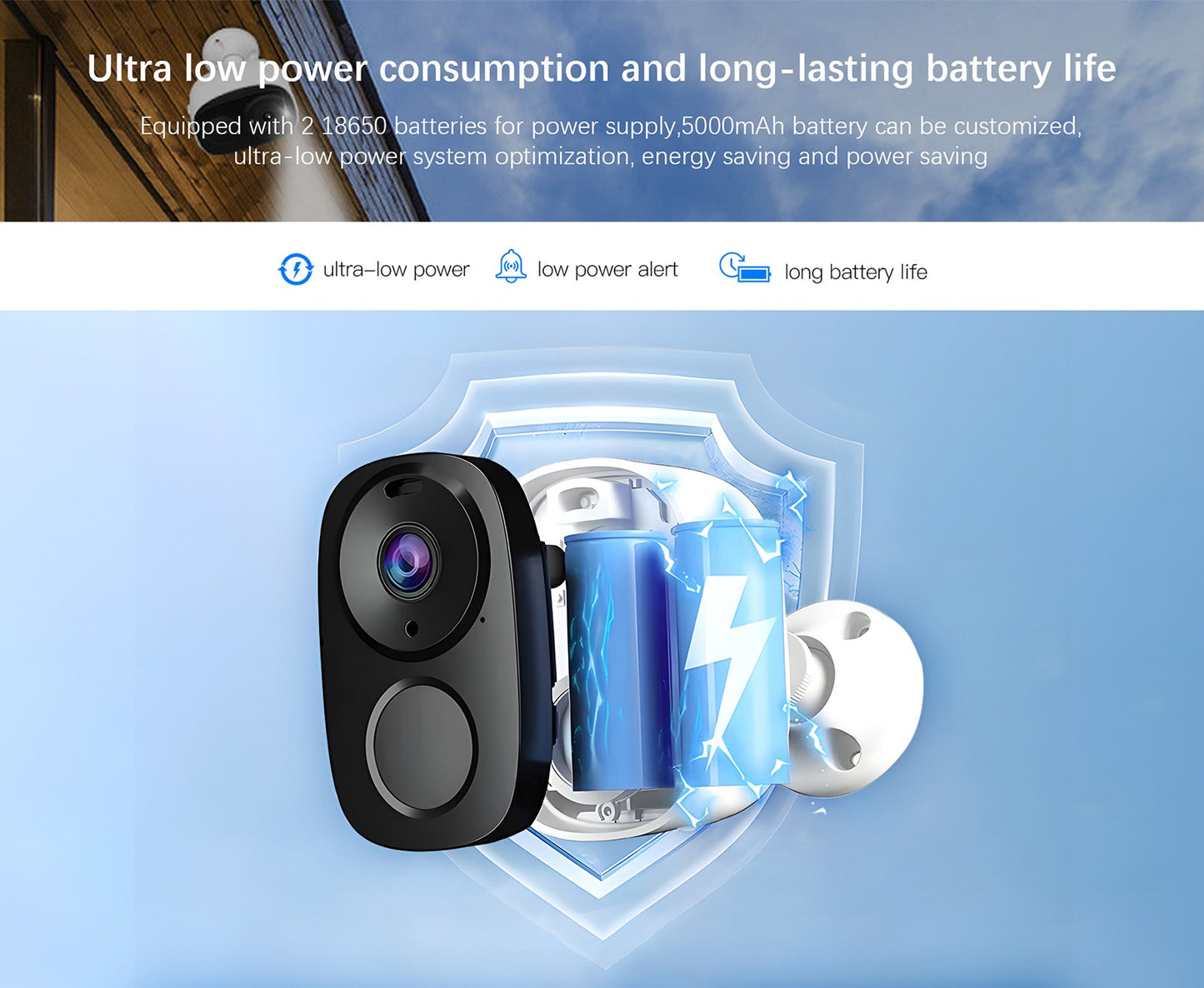 Câmera de vigilância WIFI 3MP Proteção de segurança Câmera IP externa Gravador de vídeo com visão noturna Smart Home Alimentado por bateria