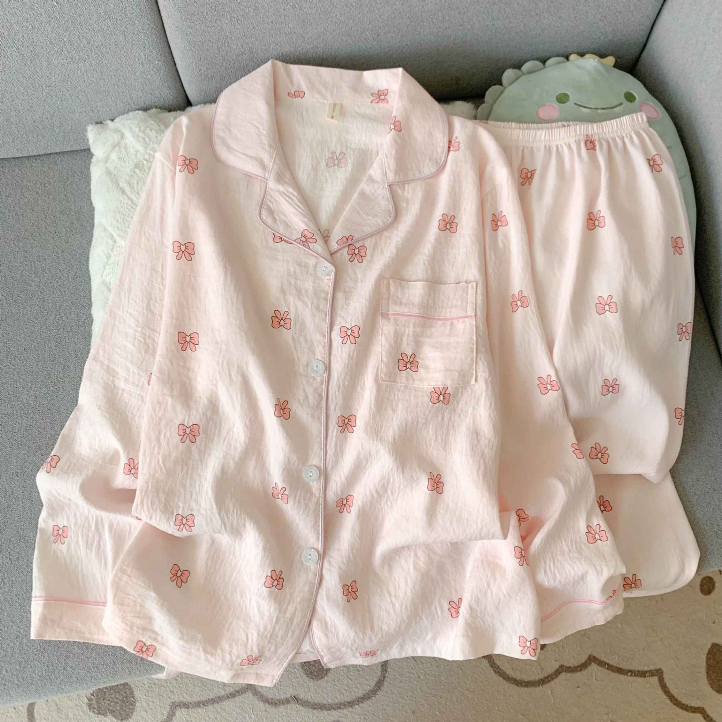 Spring/Autumn New Arrivals: Cloud-Print Cotton Long-Sleeved Pyjama Set for Women Adorable Sweetheart Style Nightwear Homewear Se