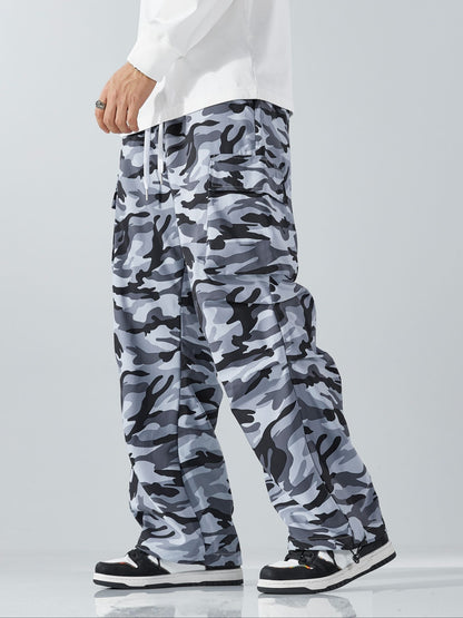 Men's Three-color Casual Camouflage Leaf Pattern Sport Belt Side Pocket Casual Sport Pants