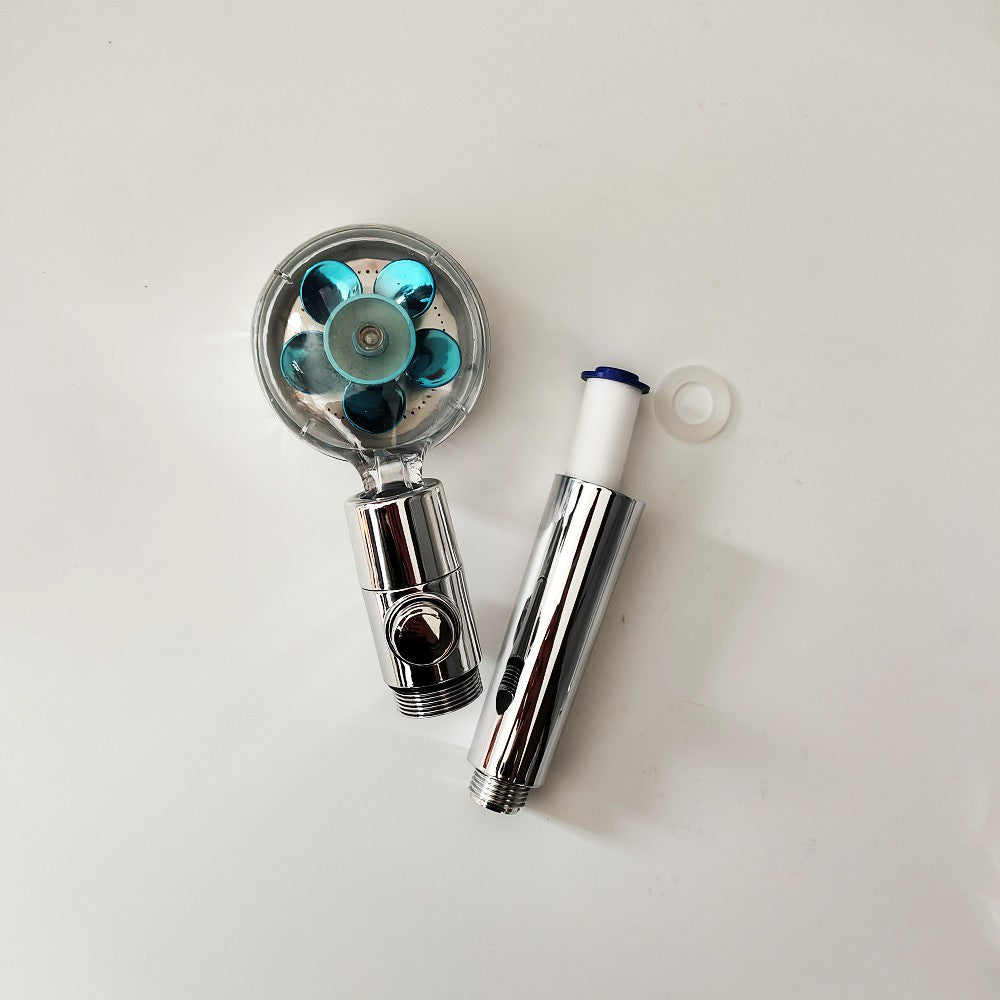 Filtered Turbo Propeller Bathroom Shower Head High Pressure Water Saving Stop Button Showerhead Water Pressure Adjustable Shower