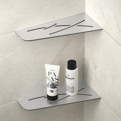 12-Inch Brushed Stainless Steel Corner Shower Shelf - Recessed Bathroom Storage for Shampoo and Organizing Accessories