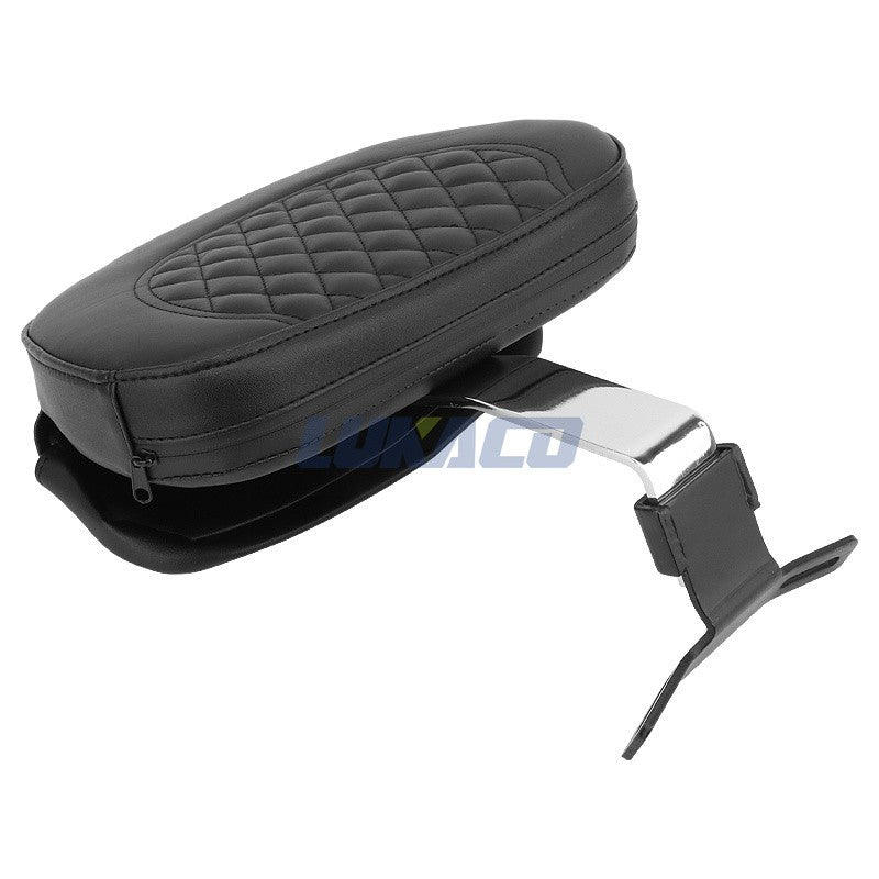 Motorcycle Adjustable Driver Rider Backrest Plug In Sissy Bar Seat Cushion Moto Pad For Harley Fatboy Heritage Softail 2007-2017