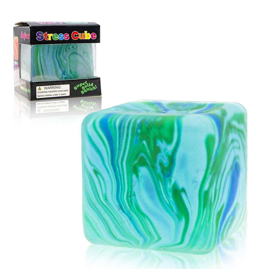Soft Slow Rebound Stress Cube Color Swirl Rotating Sensory Squeeze Toy Anxiety Relief Fidget Toy Classroom Prize for Kids Adults