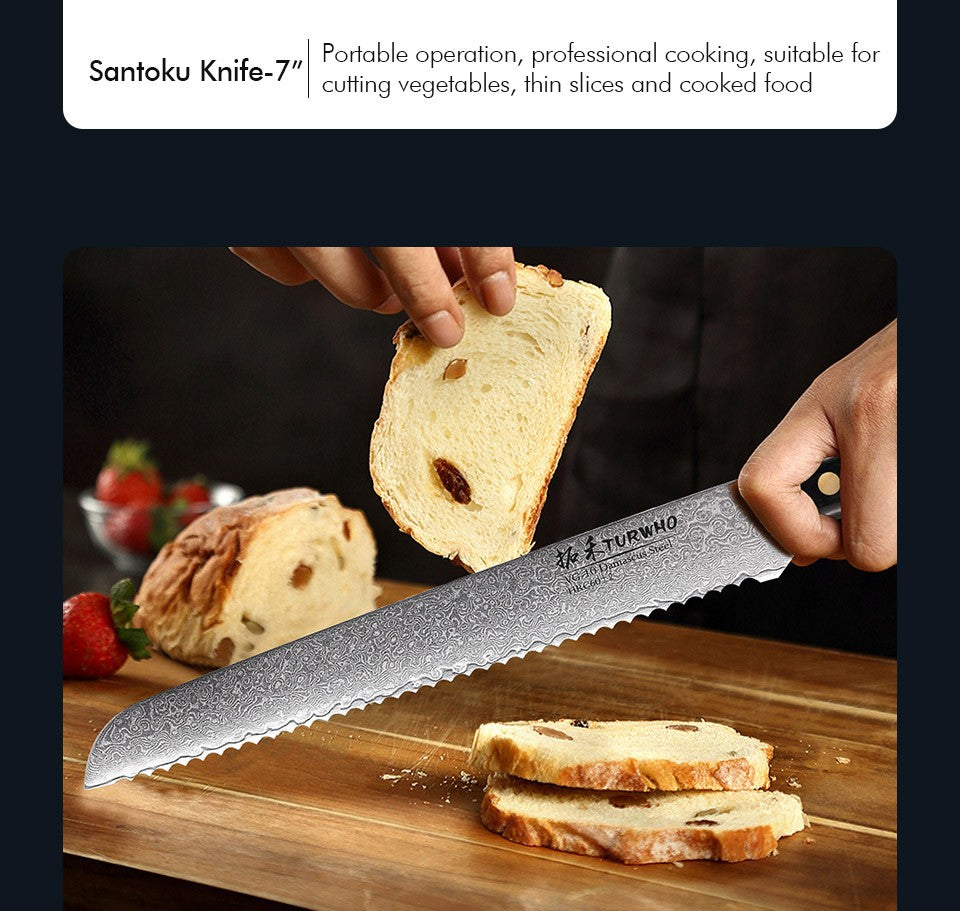 TURWHO 1-6PCS Kitchen Knives Set Japanese 67 Layer Damascus Steel Chef Knife PRO VG10 Santoku Bread Boning Utility Paring Knives